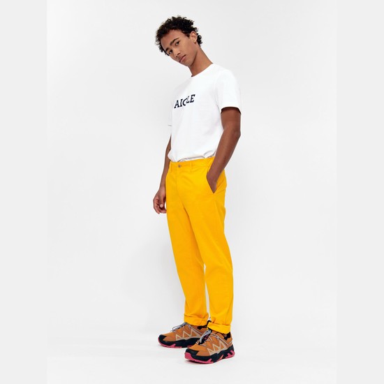 Aigle Cotton Chino Pants Men Yellow ZA-51964